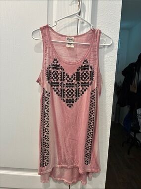 Vocal Mauve Tank with Black Aztec Heart